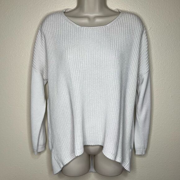 Chicos Cream Knit Sweater High Low Hemline Pullover Cotton Modal Womens Large - Picture 11 of 11